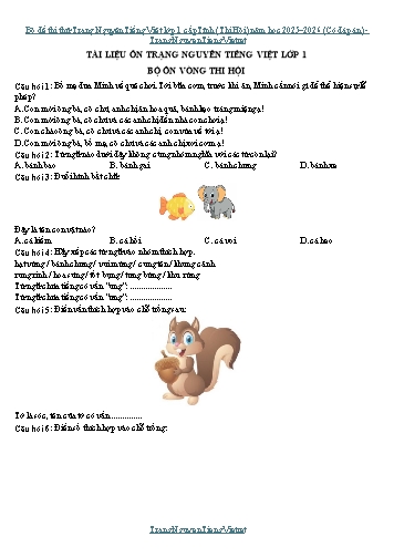 Bộ đề thi thử Trạng Nguyên Tiếng Việt lớp 1 cấp Tỉnh (Thi Hội) năm học 2025–2026 (Có đáp án)