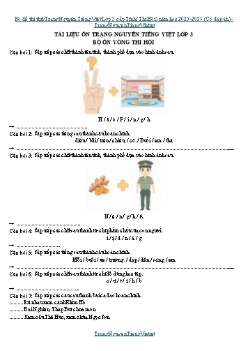 Bộ đề thi thử Trạng Nguyên Tiếng Việt Lớp 3 cấp Tỉnh (Thi Hội) năm học 2025–2026 (Có đáp án)