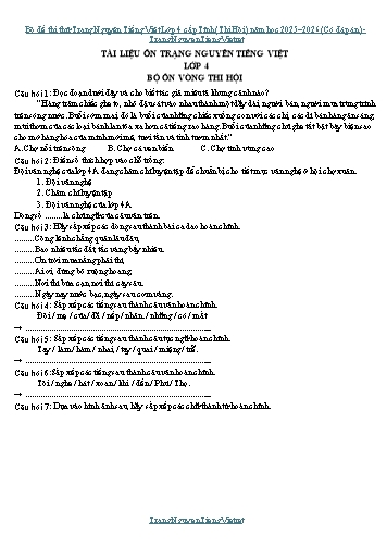 Bộ đề thi thử Trạng Nguyên Tiếng Việt Lớp 4 cấp Tỉnh (Thi Hội) năm học 2025–2026 (Có đáp án)
